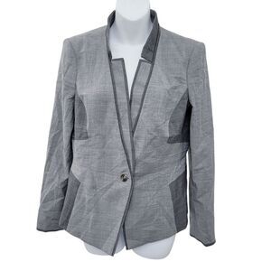 White House Black Market 52% Wool Grey Blazer Jacket Size: 12P